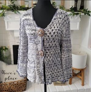 La Seine Blue and white Knit Cardigan  Size Large